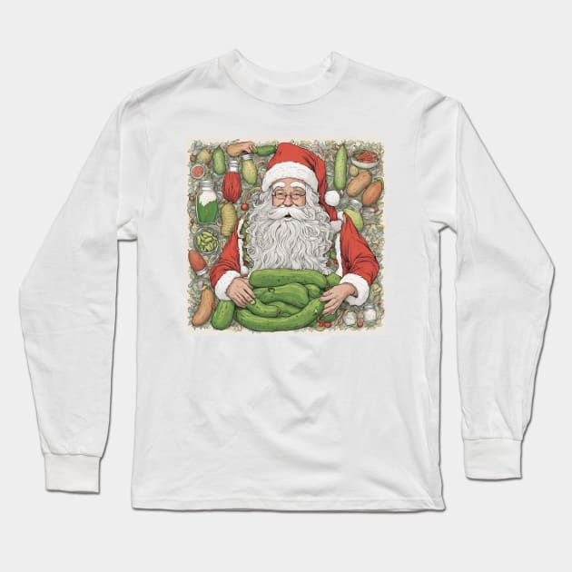 Pickle Lover Gift, Pickle Santa Gift, Christmas Pickle Gift Long Sleeve T-Shirt by Merch4Days